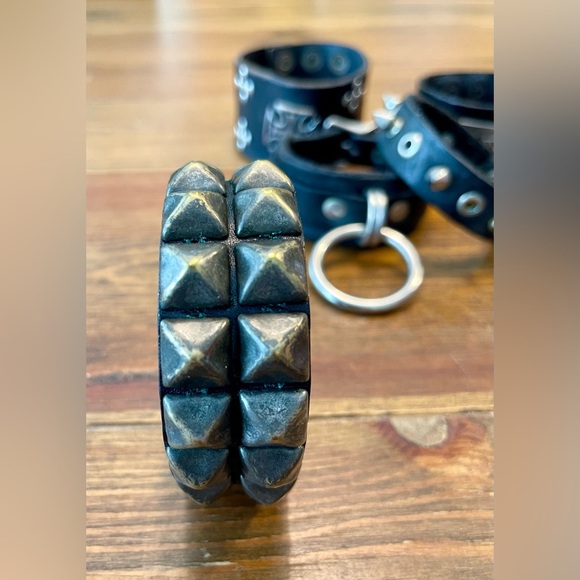 Leather Cuffs x5 | Punk / Metal Music | Rock Star Style | Genuine Leather - Picture 2 of 15
